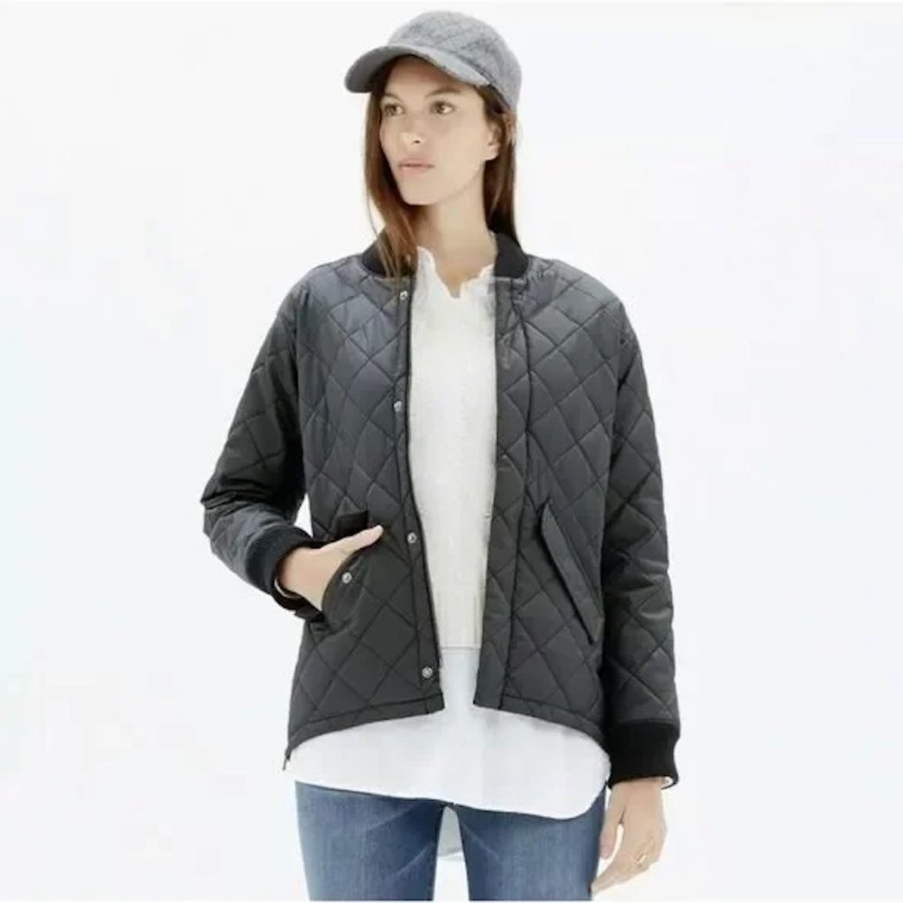 Madewell Quilted Session Waxed Cotton Bomber Jacket